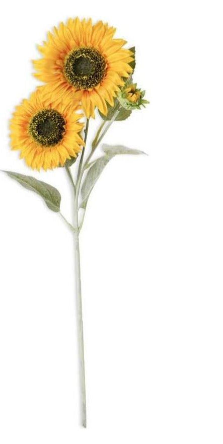 26" Yellow Double Bloom Sunflower Stem - Michelle's aDOORable Creations - Sprays and Picks