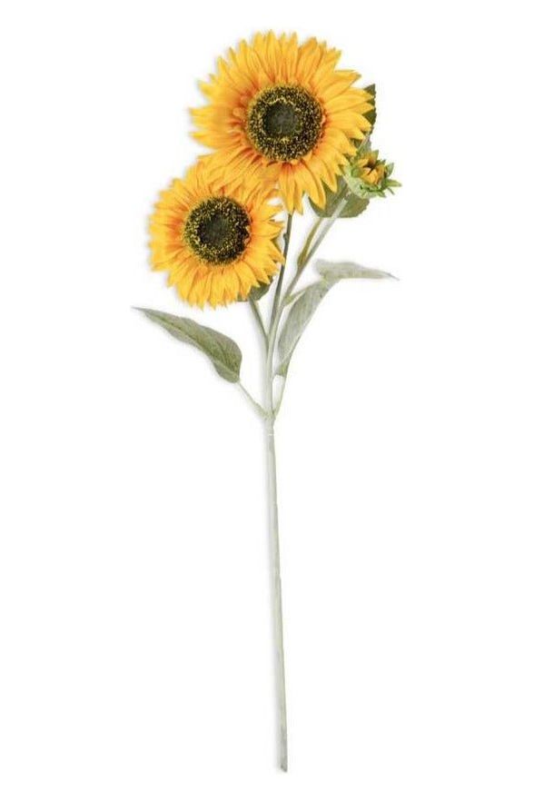 26" Yellow Double Bloom Sunflower Stem - Michelle's aDOORable Creations - Sprays and Picks