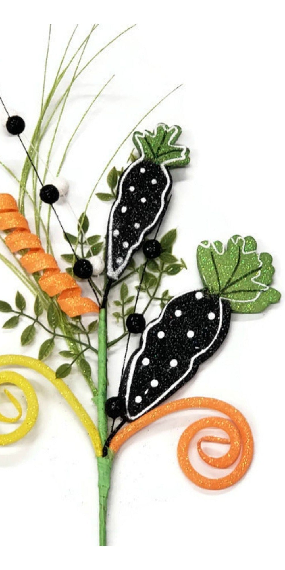27" Glitter Black White Carrot Spray: Easter - Michelle's aDOORable Creations - Sprays and Picks