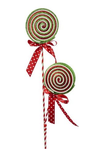 27" Glitter Lollipop Spray: Red & Green - Michelle's aDOORable Creations - Sprays and Picks