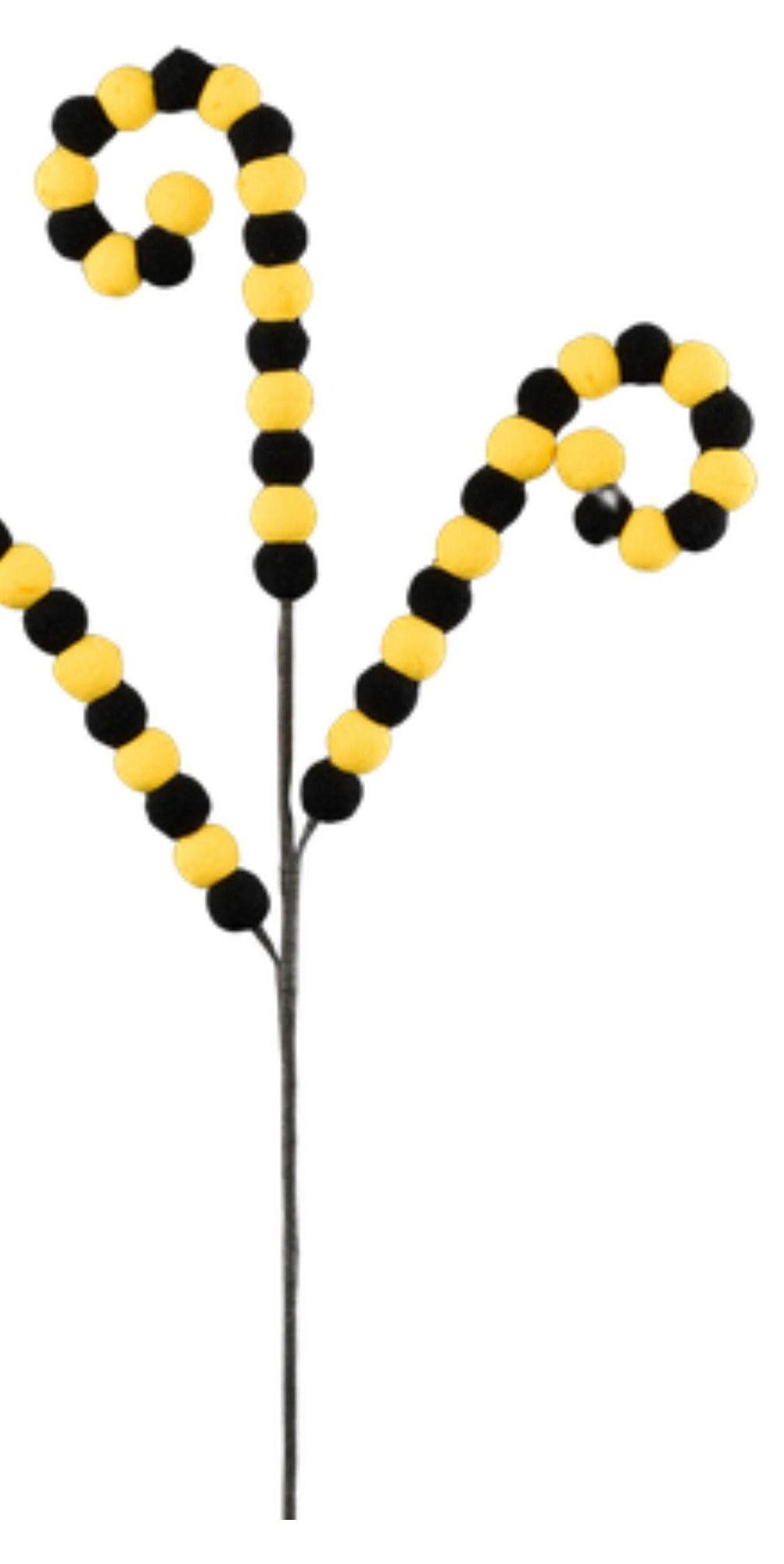 27" Pom Pom Coil Spray: Yellow & Black - Michelle's aDOORable Creations - Sprays and Picks