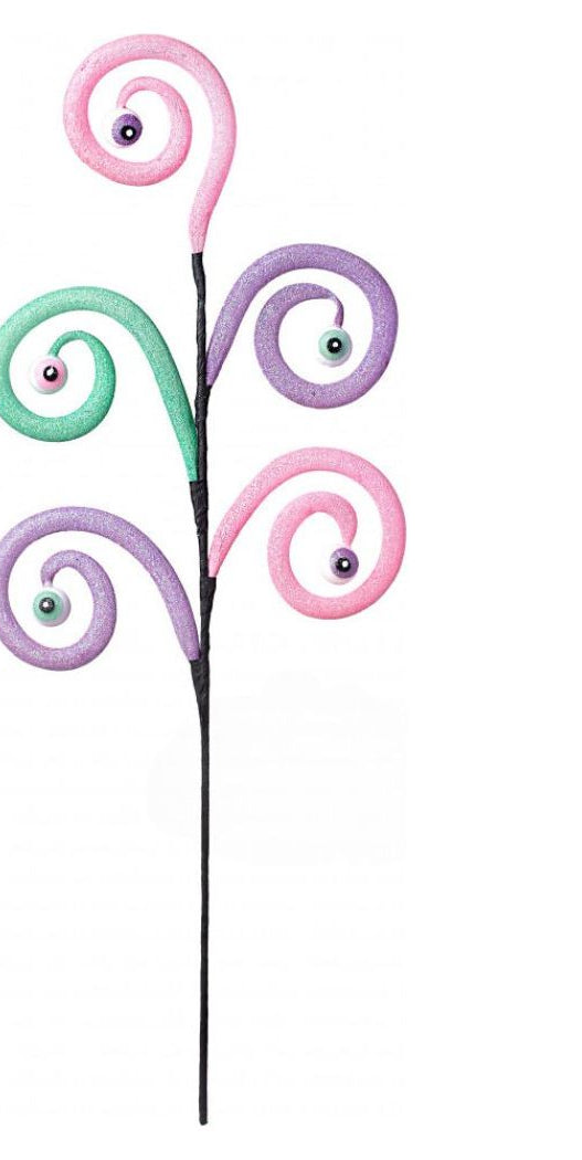 28" Eyeballs Spiral Curly Spray: Pink, Purple, Mint - Michelle's aDOORable Creations - Sprays and Picks