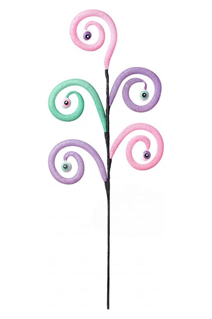 28" Eyeballs Spiral Curly Spray: Pink, Purple, Mint - Michelle's aDOORable Creations - Sprays and Picks