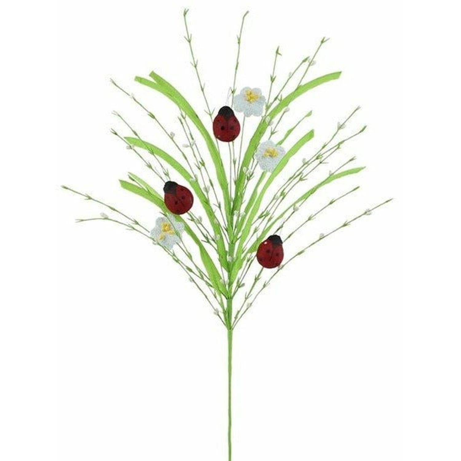 28" Grass Pip Flower Ladybug Spray