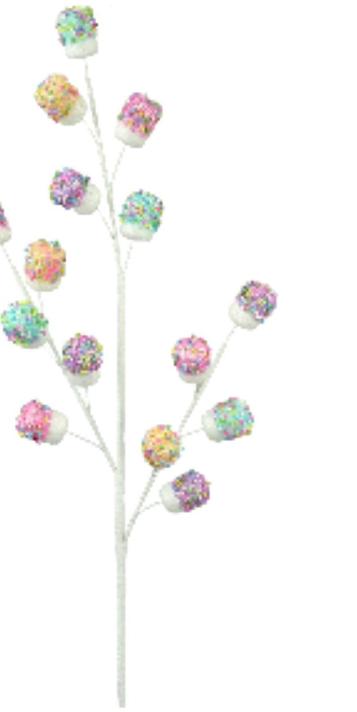 28" Marshmallow Candy Sprinkle Spray - Michelle's aDOORable Creations - Sprays and Picks