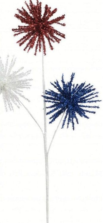 28" Patriotic Firework Ball Spray - Michelle's aDOORable Creations - Sprays and Picks