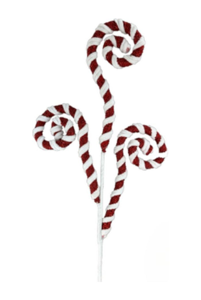 28" Peppermint Spiral Curly Spray - Michelle's aDOORable Creations - Sprays and Picks