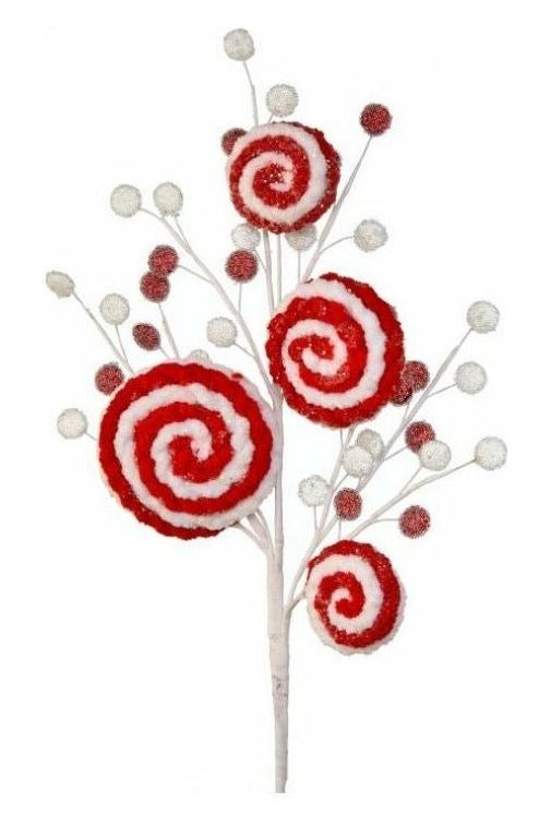 28" Peppermint Swirl Glitter Candy Spray - Michelle's aDOORable Creations - Sprays and Picks