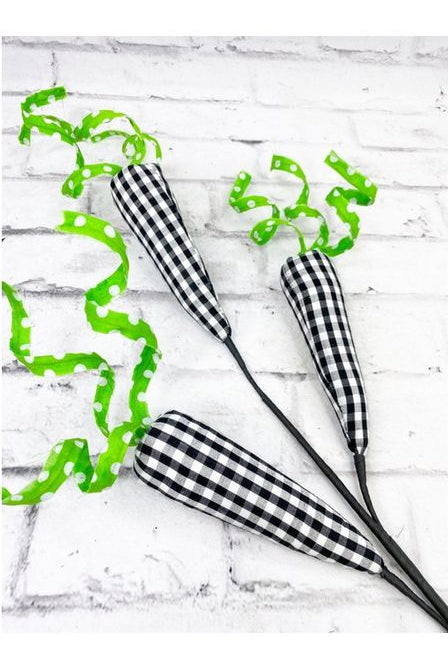29" Checker Carrot Spray: Black/White - Michelle's aDOORable Creations - Sprays and Picks
