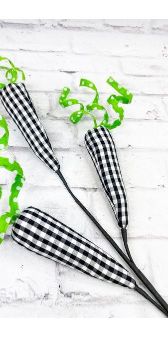 29" Checker Carrot Spray: Black/White - Michelle's aDOORable Creations - Sprays and Picks