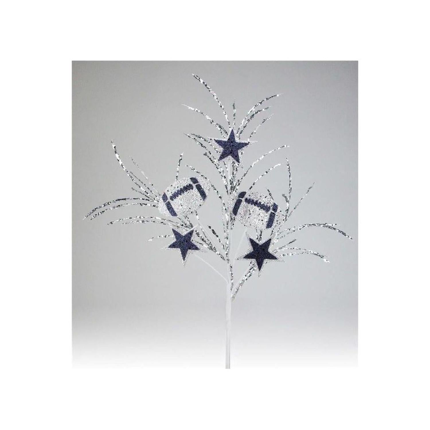 29" Glitter Star and Football Pick: Navy Blue & Silver