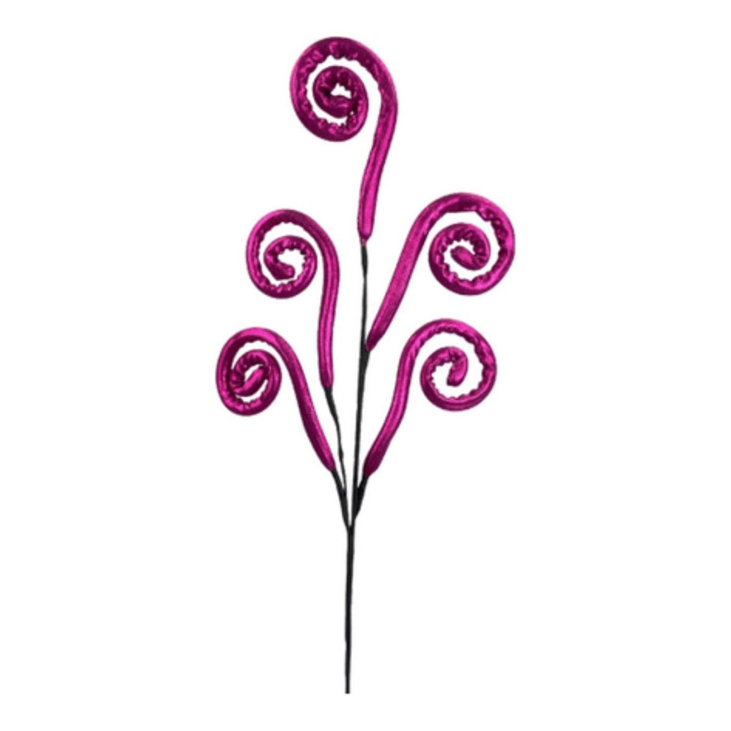 29" Metallic Spiral Spray: Hot Pink