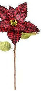 29" Red Black Check Poinsettia Stem - Michelle's aDOORable Creations - Poinsettia