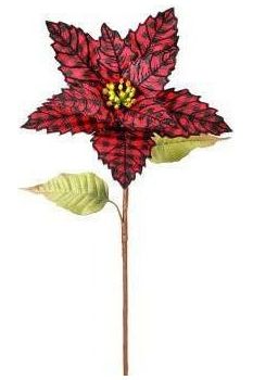 29" Red Black Check Poinsettia Stem - Michelle's aDOORable Creations - Poinsettia