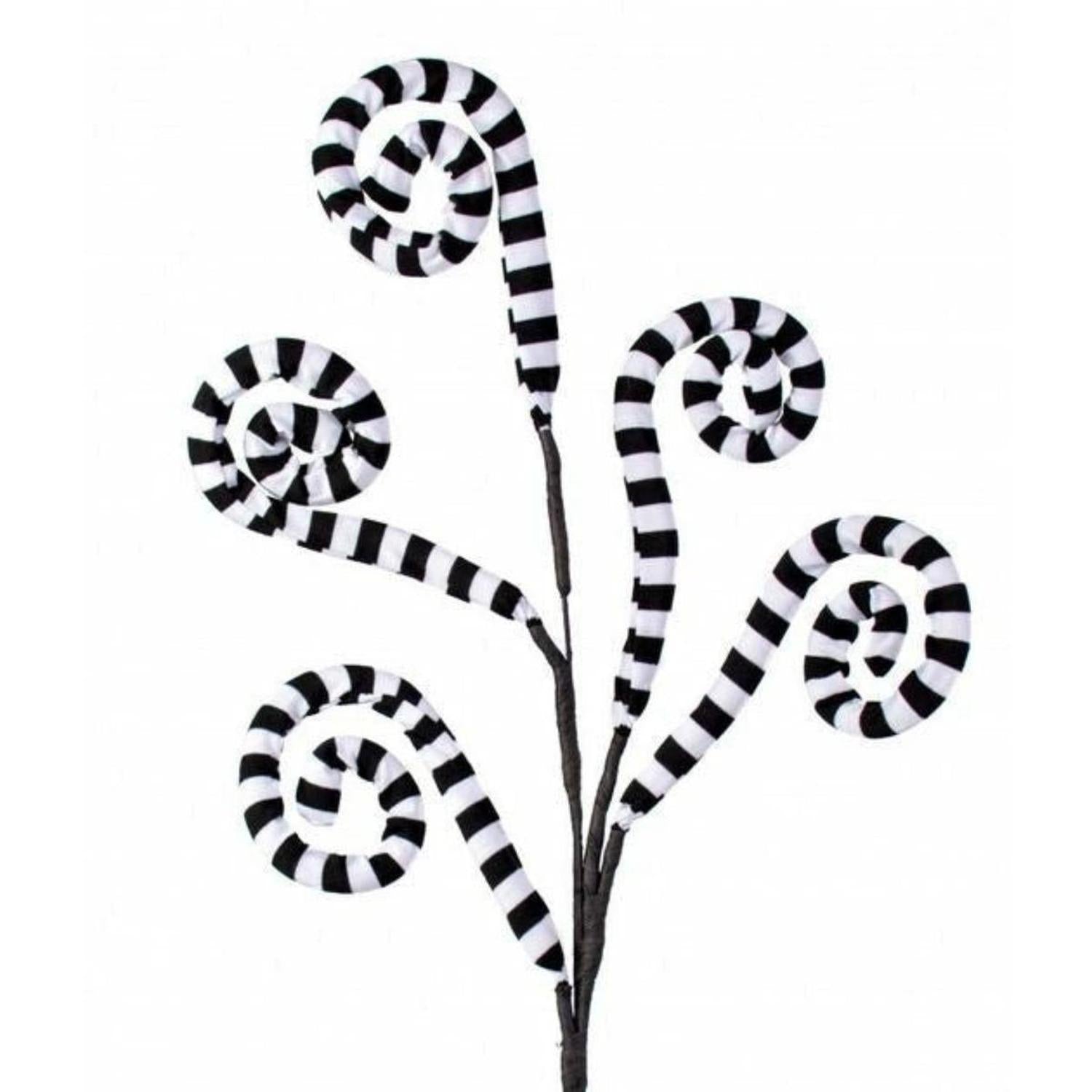 30" Ice Fabric Stripe Spiral Spray: Black & White