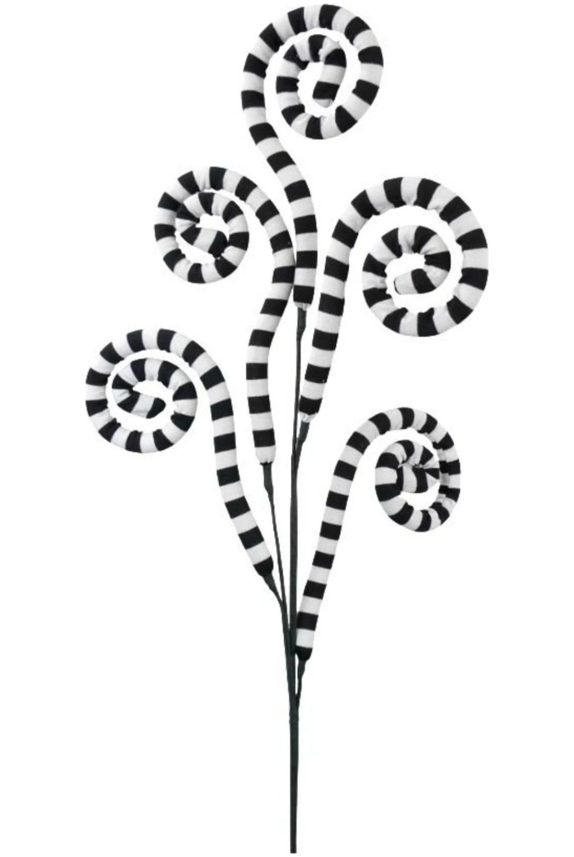 30" Ice Fabric Stripe Spiral Spray: Black & White - Michelle's aDOORable Creations - Sprays and Picks
