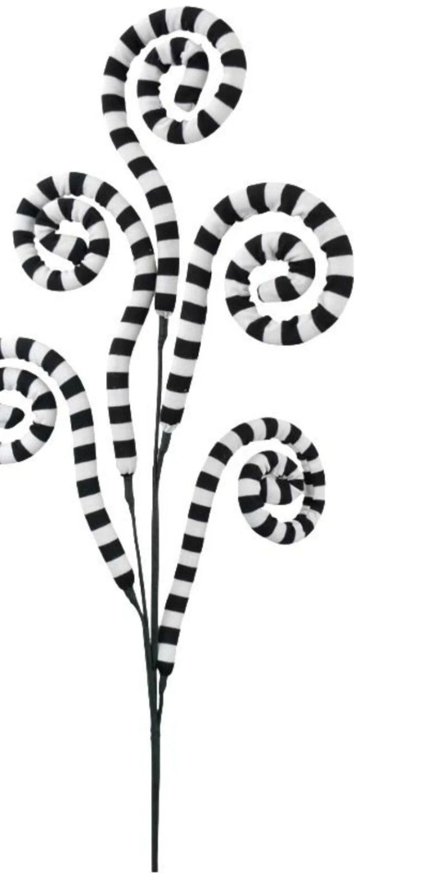 30" Ice Fabric Stripe Spiral Spray: Black & White - Michelle's aDOORable Creations - Sprays and Picks
