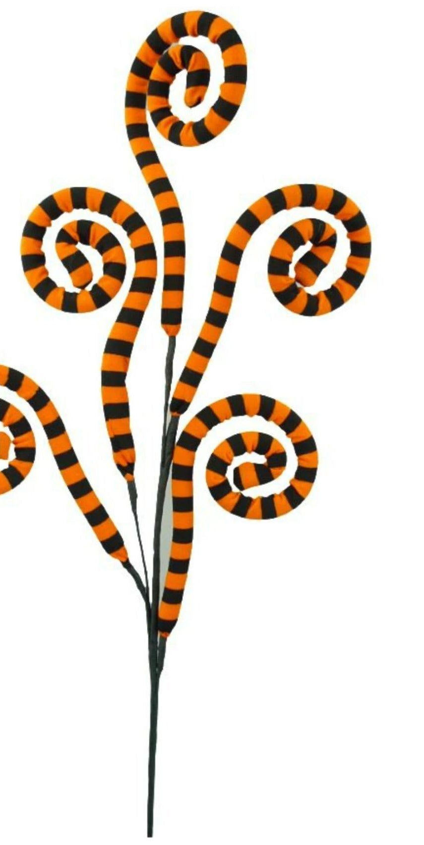 30" Ice Fabric Stripe Spiral Spray: Orange & Black - Michelle's aDOORable Creations - Sprays and Picks