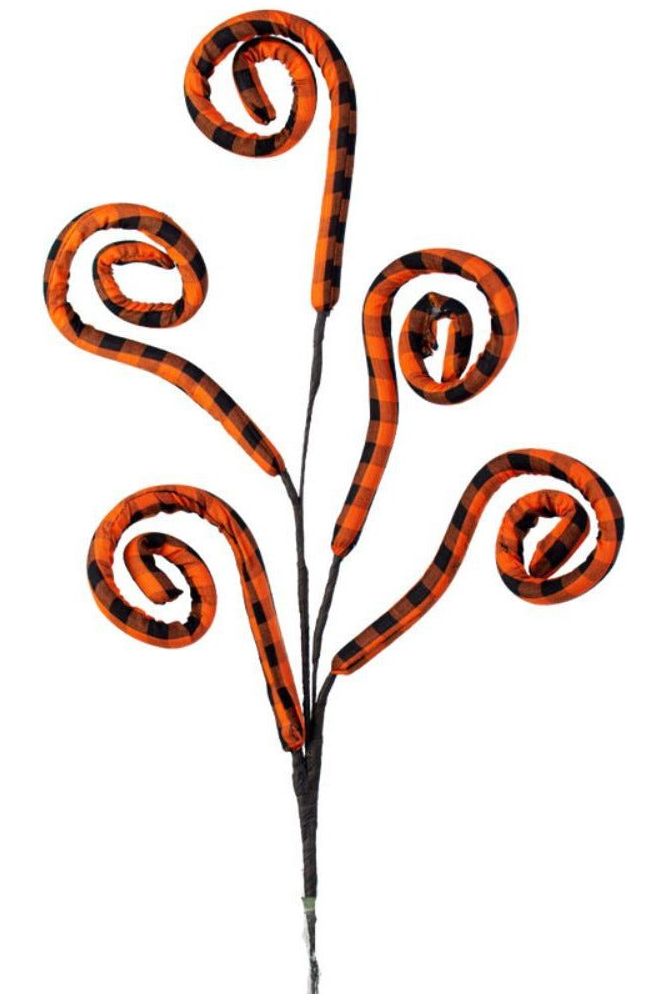 Shop For 30" Knit Fabric Plaid Spiral Curly Spray: Orange & Black at Michelle's aDOORable Creations