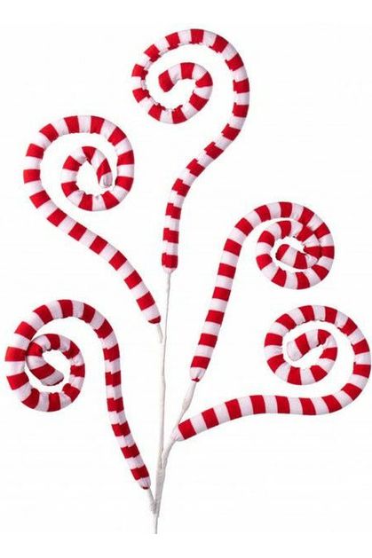 30" Peppermint Fabric Spiral Spray: Red & White - Michelle's aDOORable Creations - Sprays and Picks