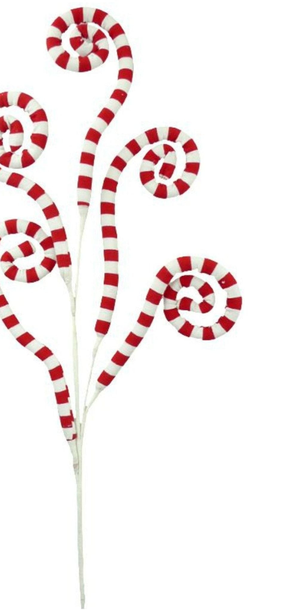 30" Peppermint Fabric Spiral Spray: Red & White - Michelle's aDOORable Creations - Sprays and Picks