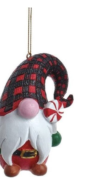 3.5" Black & Red Lodge Gnome Ornament - Michelle's aDOORable Creations - Holiday Ornaments