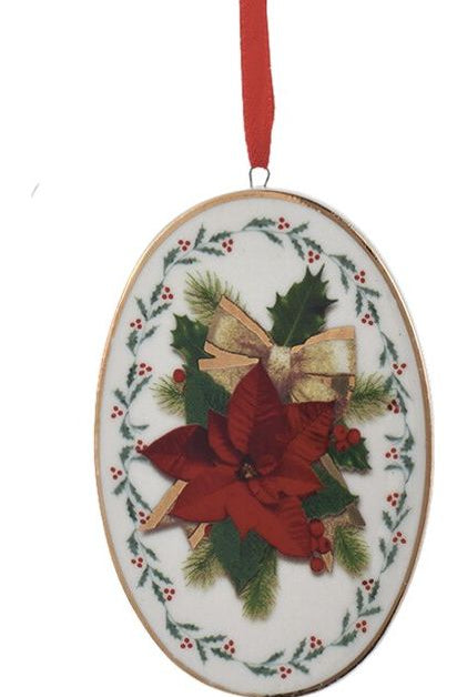 3.5" Porcelain Holiday Formal Oval Ornament - Michelle's aDOORable Creations - Holiday Ornaments