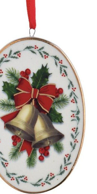 3.5" Porcelain Holiday Formal Oval Ornament - Michelle's aDOORable Creations - Holiday Ornaments