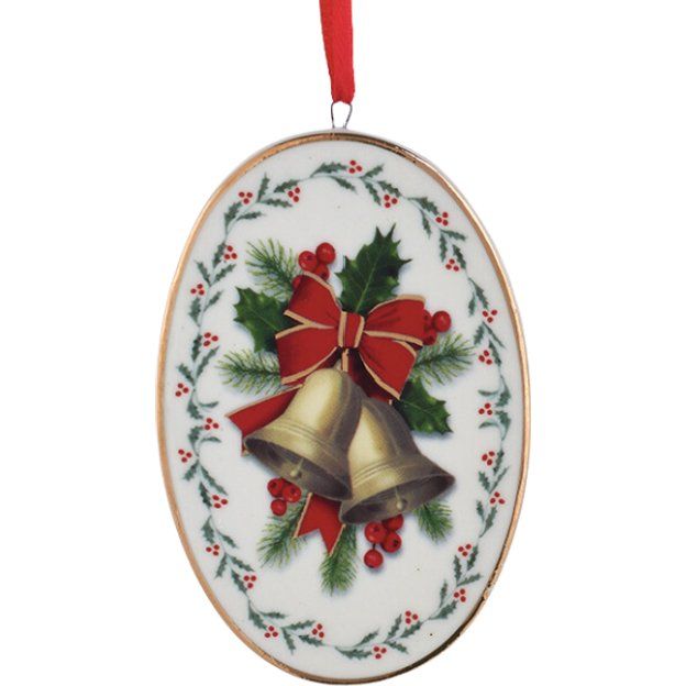 Shop For 3.5" Porcelain Holiday Formal Oval Ornament J7499