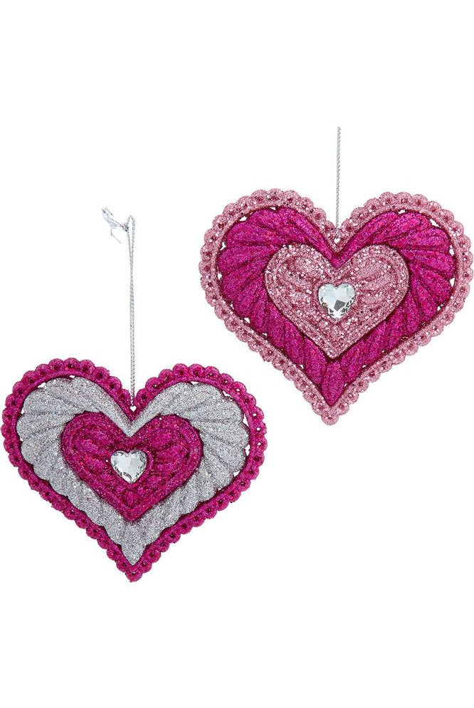 3.7" Heart With Jewel Ornaments - Michelle's aDOORable Creations - Holiday Ornaments