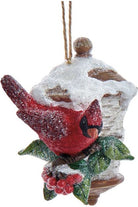 Shop For 4" Birch Berries Birdhouse With Cardinal Ornaments E0808