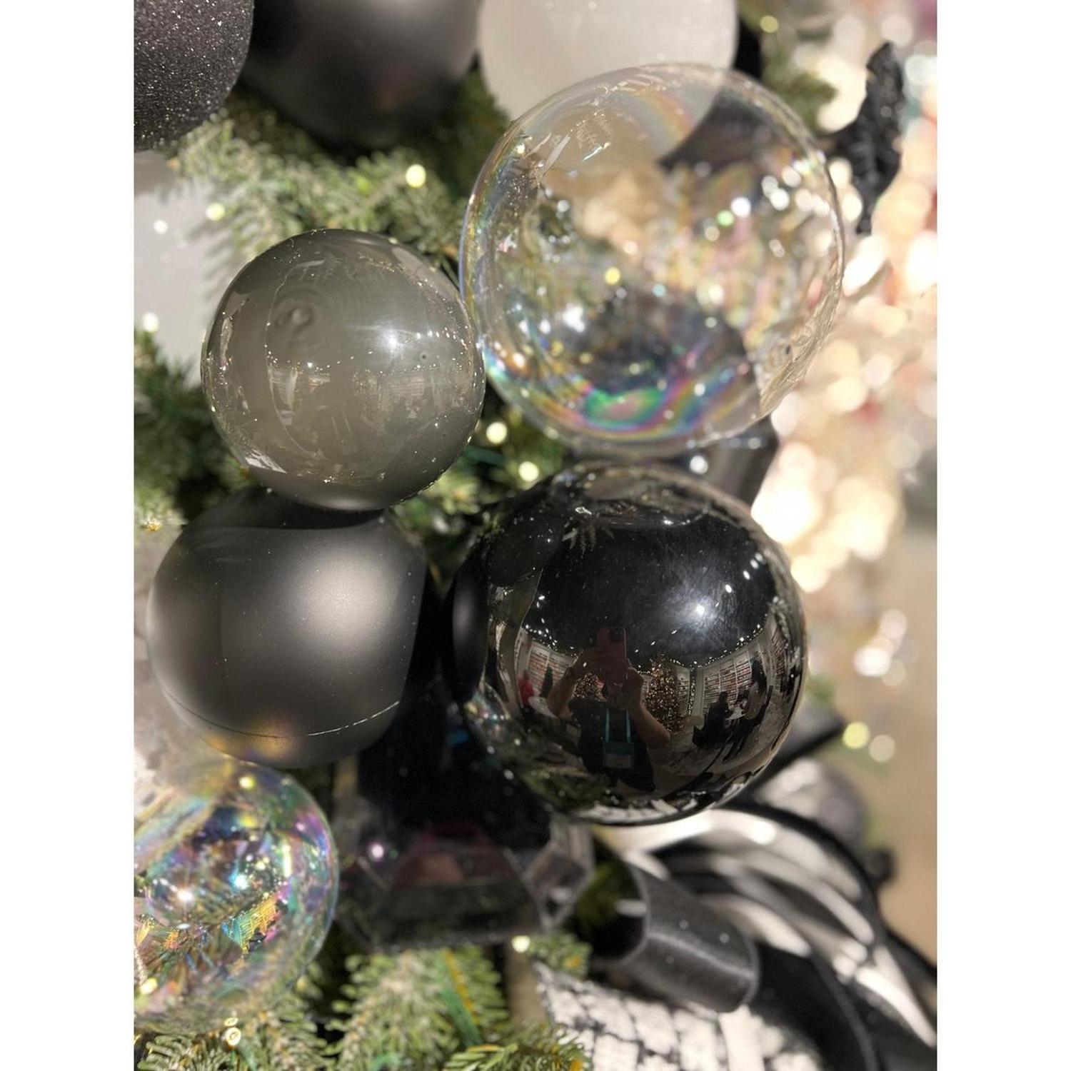 4" Clear Iridescent Ball Ornament (Set of 6)