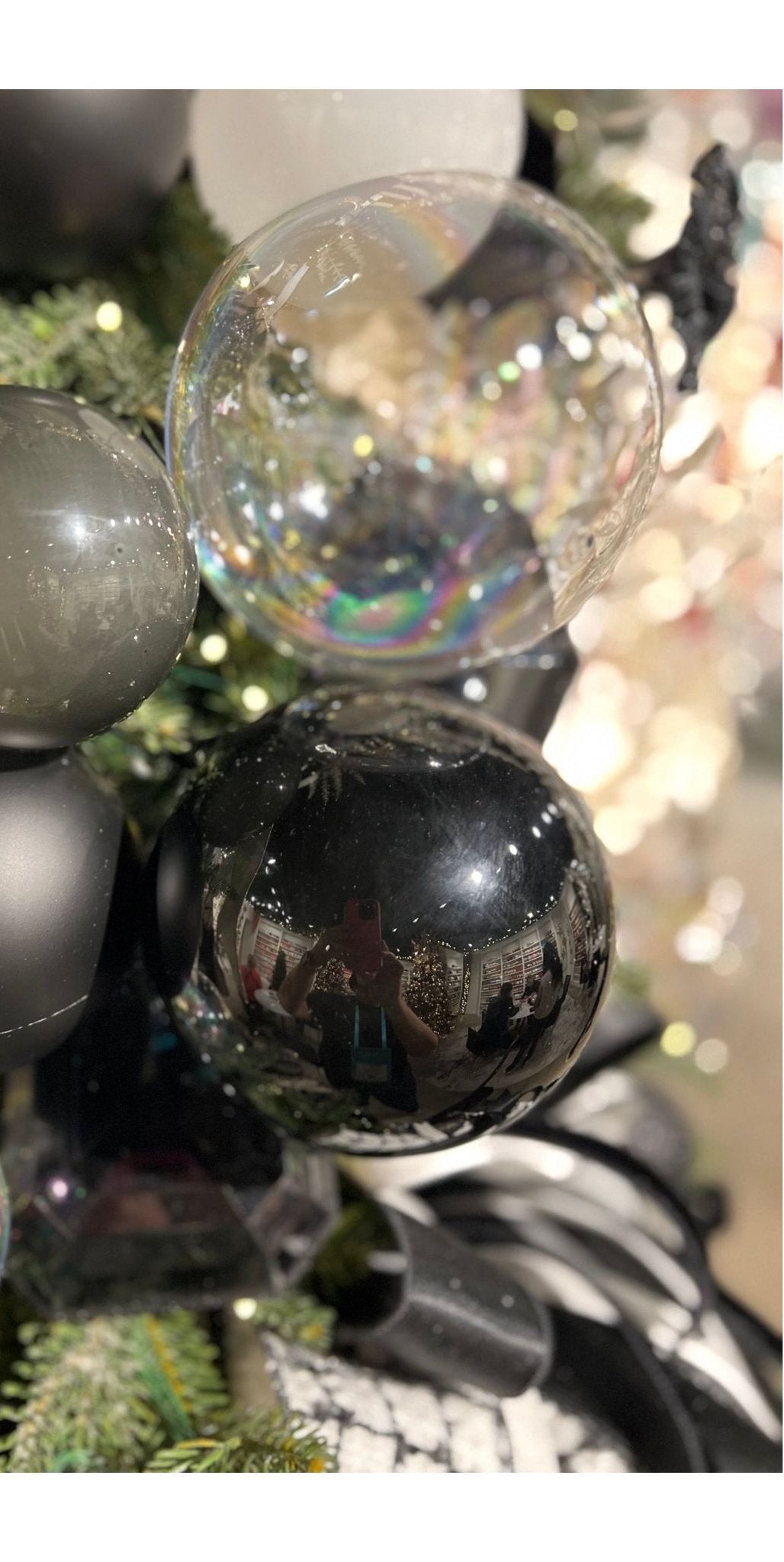 4" Clear Iridescent Ball Ornament (Set of 6) - Michelle's aDOORable Creations - Holiday Ornaments