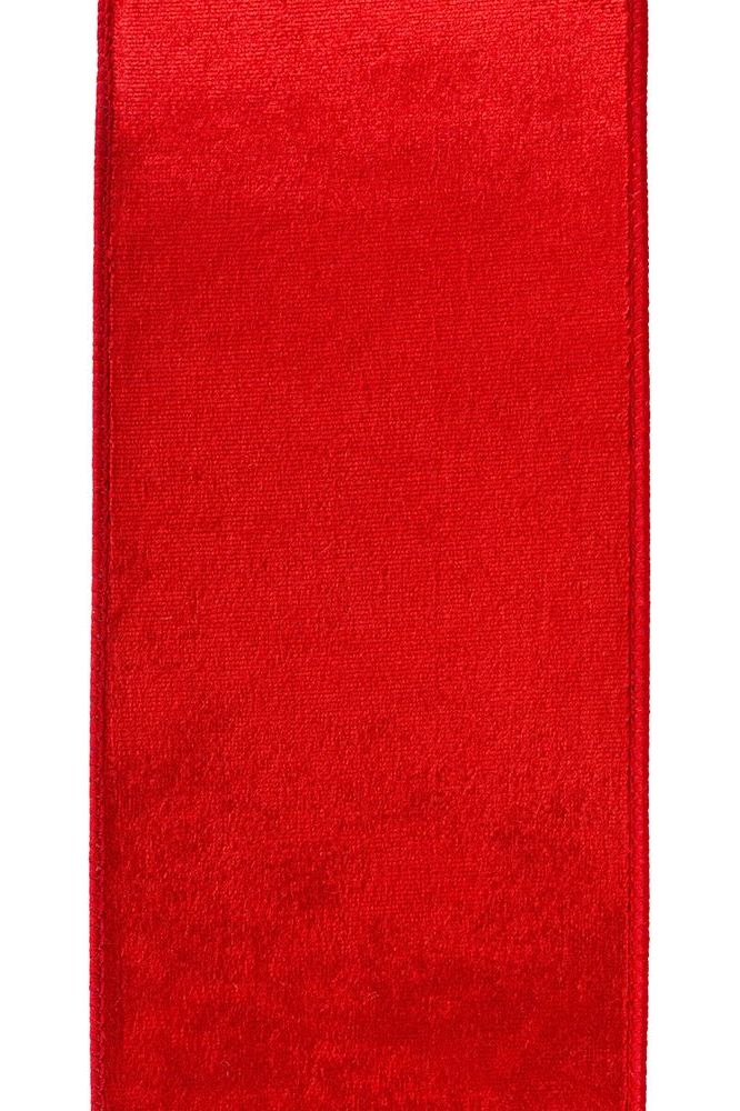 4" Designer Plush Velvet Elite Ribbon: Red (5 Yards) - Michelle's aDOORable Creations - Wired Edge Ribbon