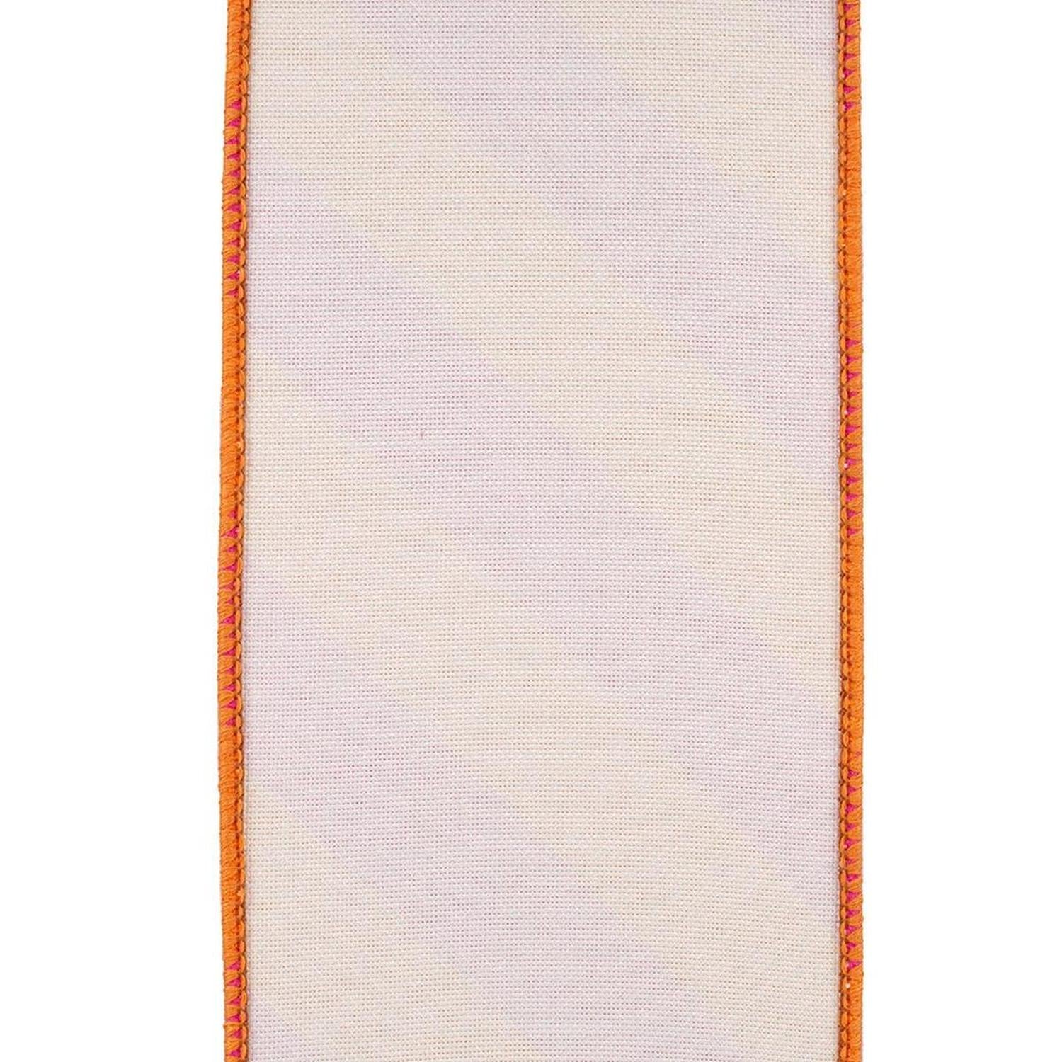 4" Diagonal Stripe Canvas Ribbon: Orange/Fuchsia (10 Yards)
