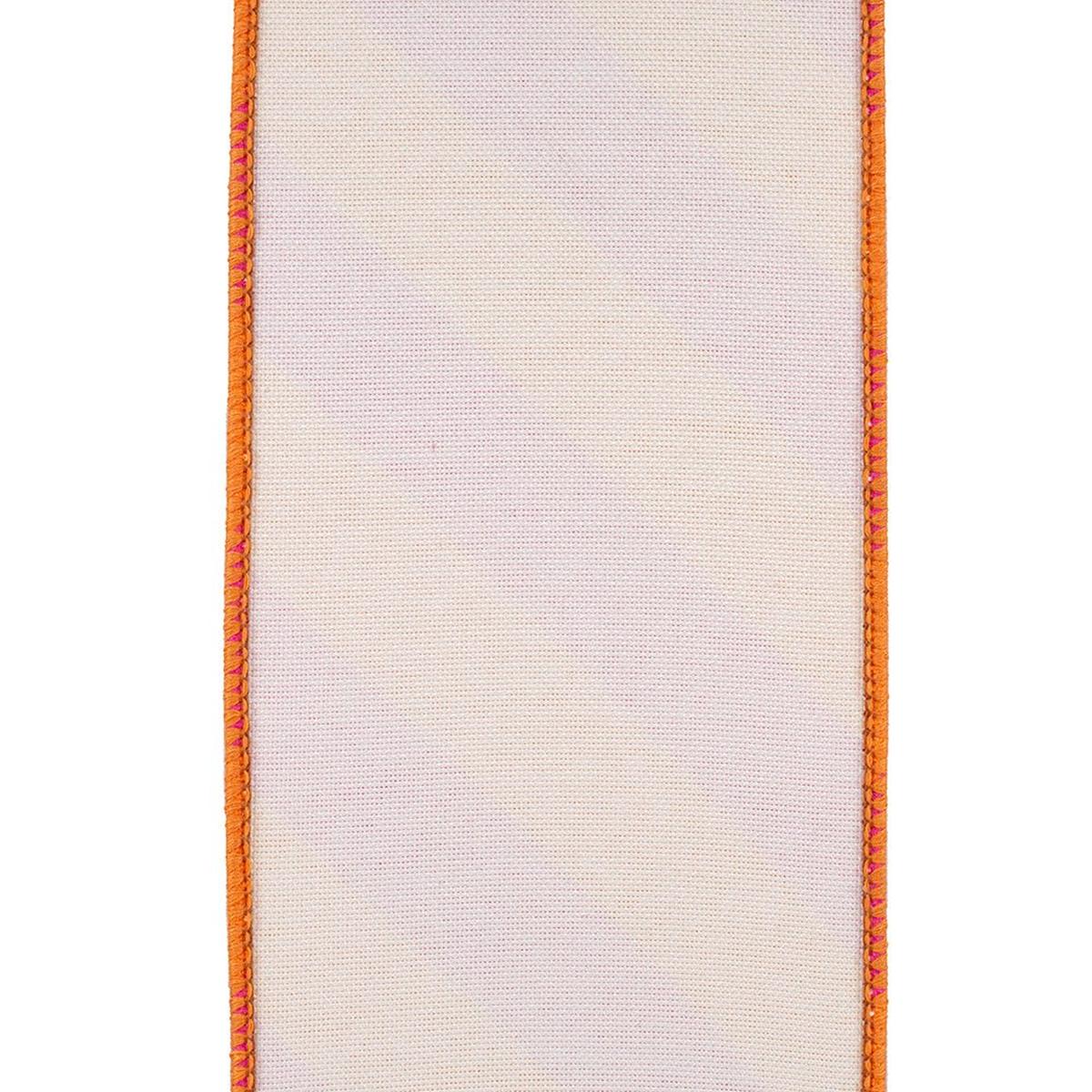Shop For 4" Diagonal Stripe Canvas Ribbon: Orange/Fuchsia (10 Yards) at Michelle's aDOORable Creations
