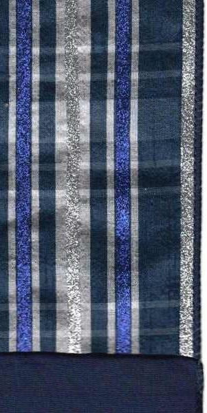 4" Dupion Plaid Glitter Ribbon: Navy, Silver and Gray (5 Yards) - Michelle's aDOORable Creations - Wired Edge Ribbon