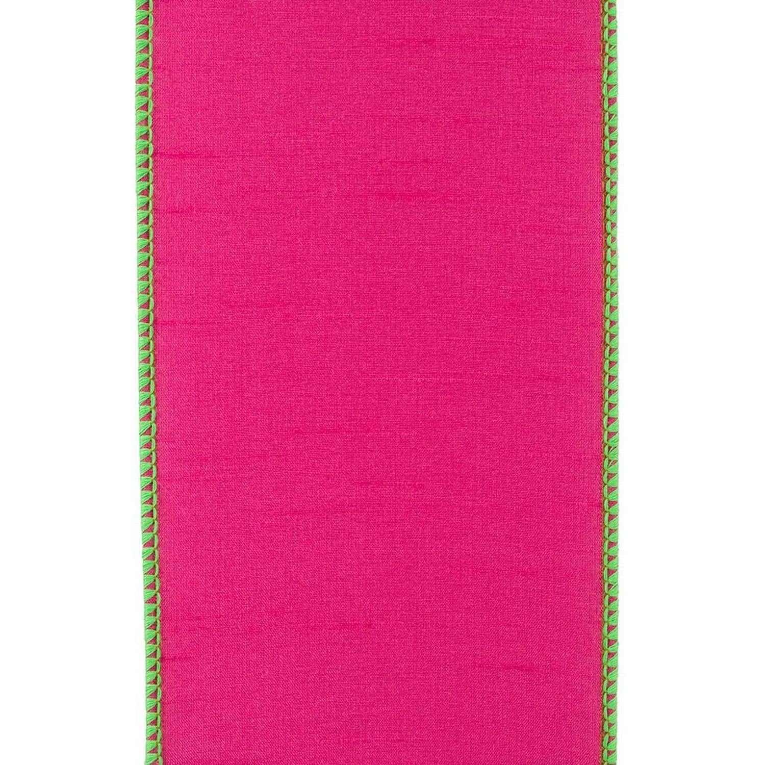 4" Dupioni Color Ribbon: Fuchsia/Lime (10 Yards)