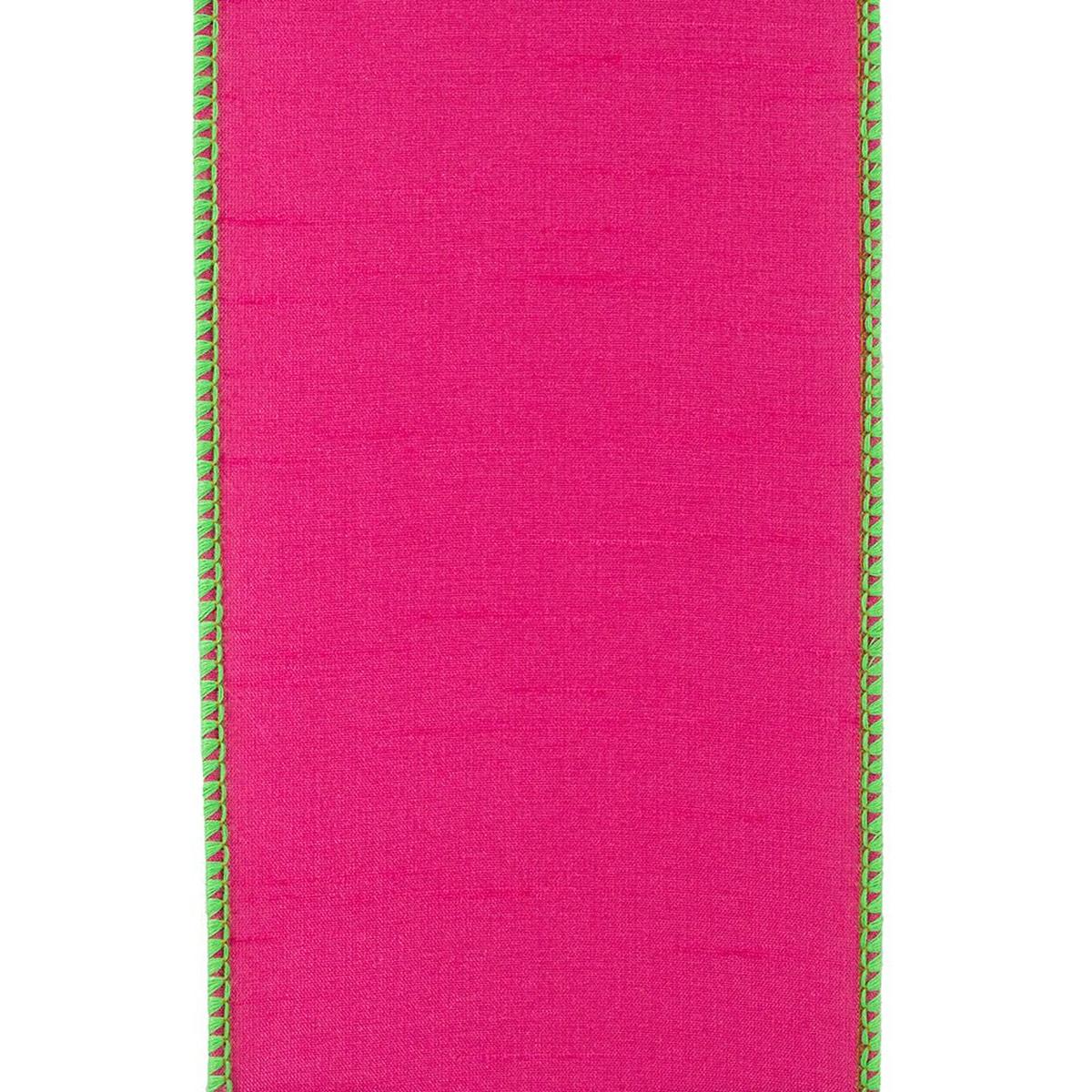 Shop For 4" Dupioni Color Ribbon: Fuchsia/Lime (10 Yards) at Michelle's aDOORable Creations