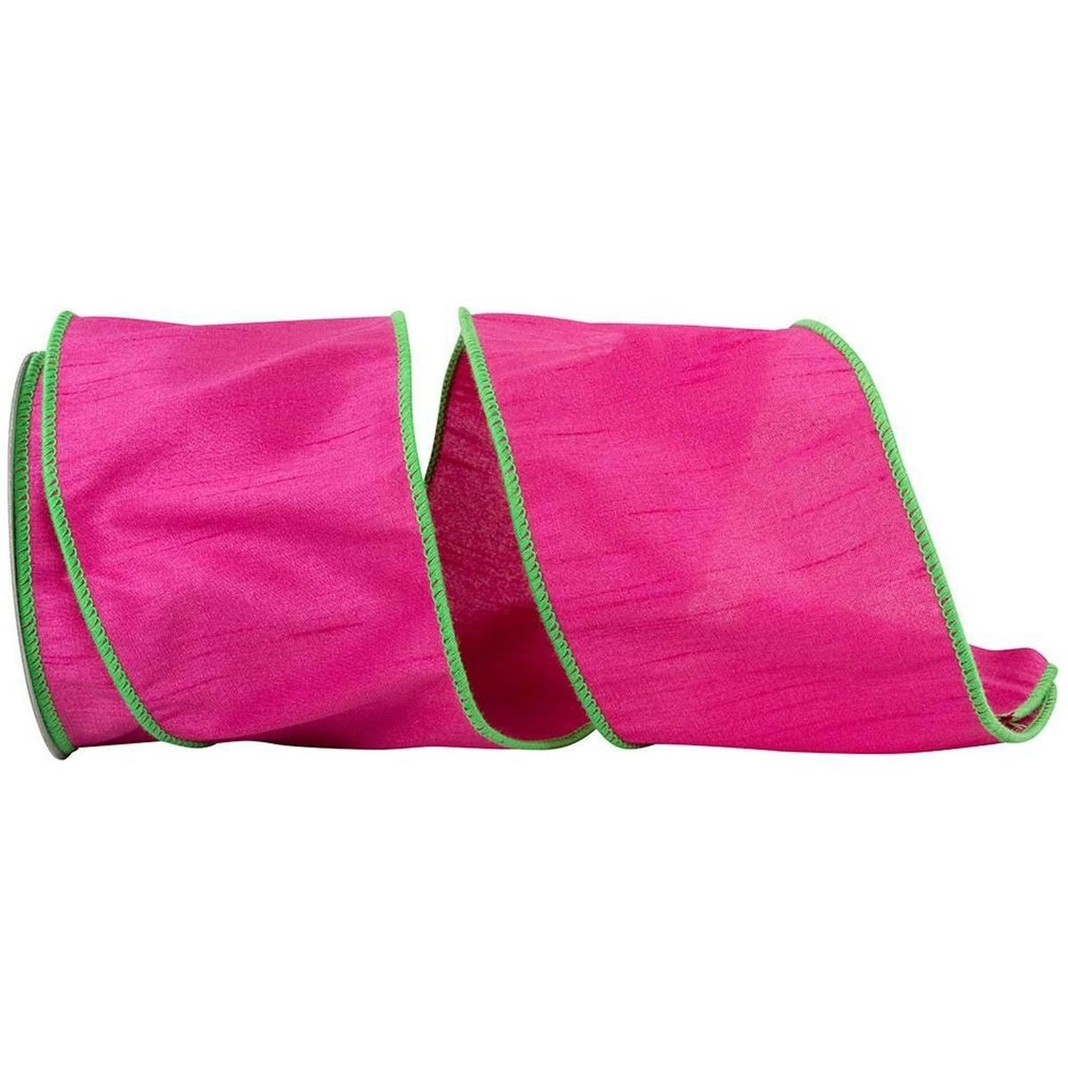 Shop For 4" Dupioni Color Ribbon: Fuchsia/Lime (10 Yards) at Michelle's aDOORable Creations