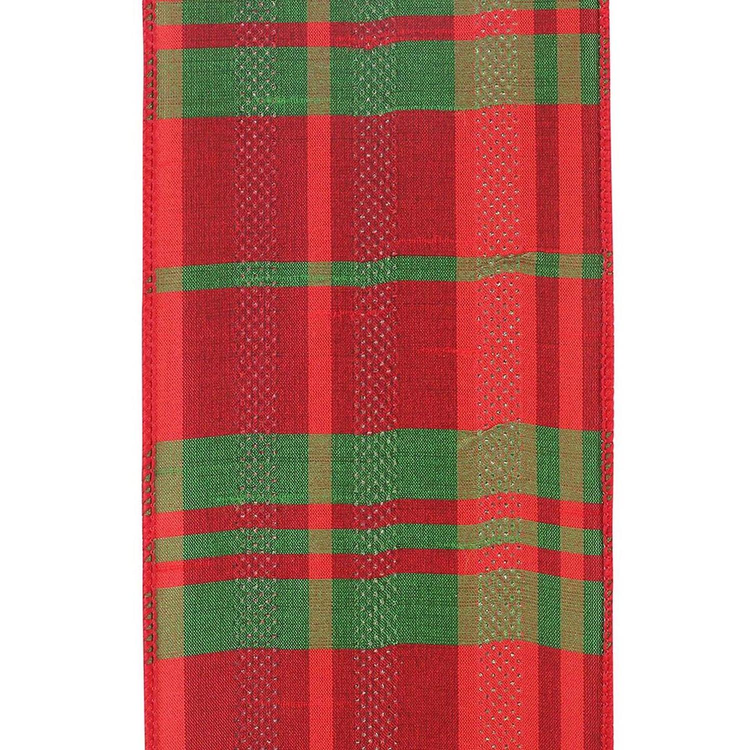 4" Dupioni Plaid Glitter Stripe Ribbon: Multi (10 Yards)