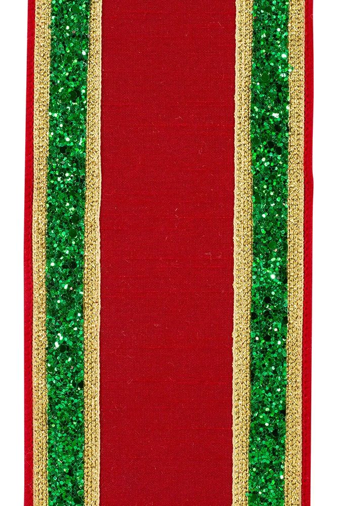 4" Dupioni Regalia Glitter Edge Ribbon: Red (5 Yards) - Michelle's aDOORable Creations - Wired Edge Ribbon