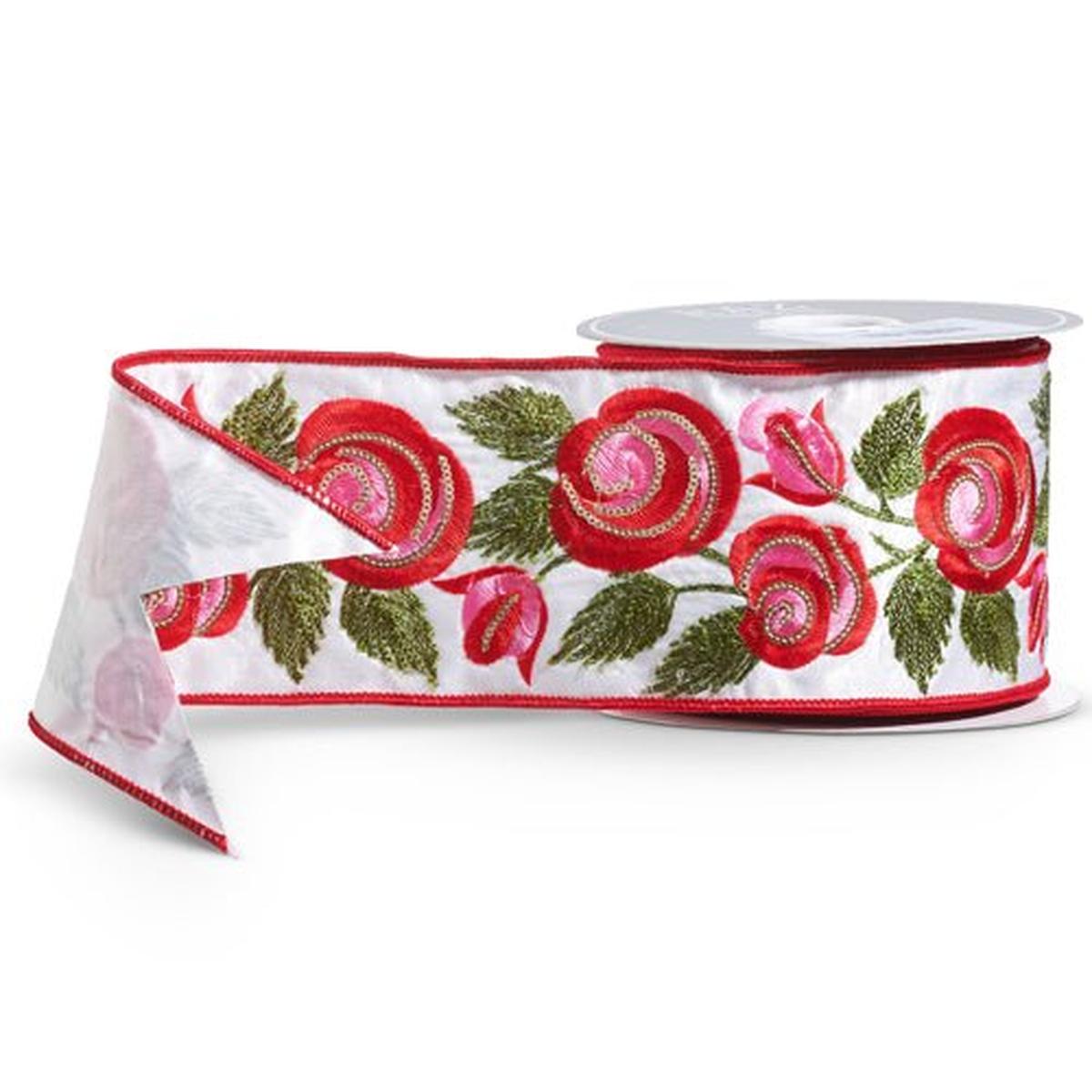 Shop For 4" Embroidered Roses Ribbon (10 Yards) at Michelle's aDOORable Creations