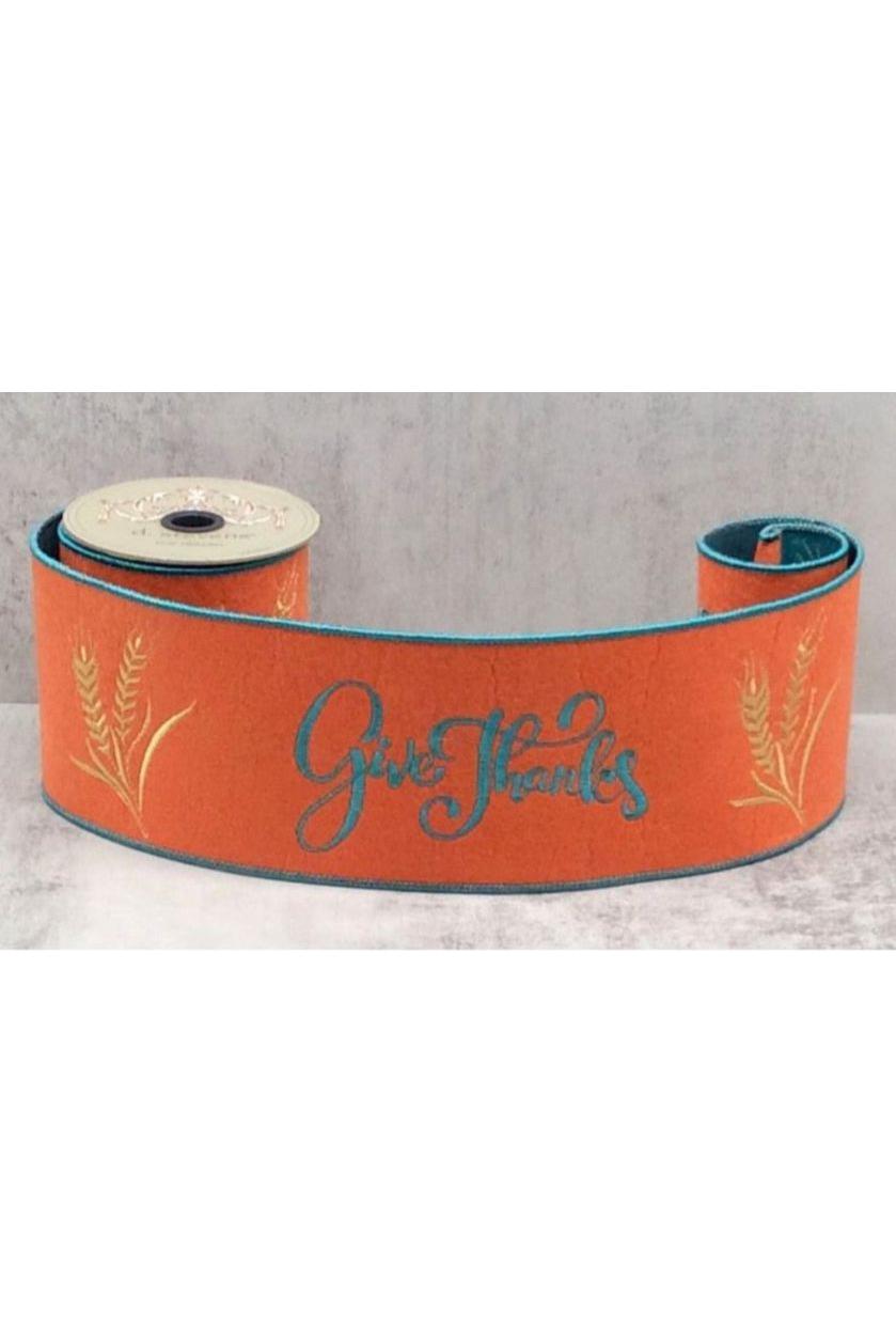 Shop For 4" Embroidery Give Thanks Felt Ribbon: Orange (5 Yards) at Michelle's aDOORable Creations