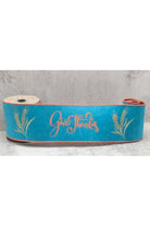 Shop For 4" Embroidery Give Thanks Felt Ribbon: Teal (5 Yards) 18-4413