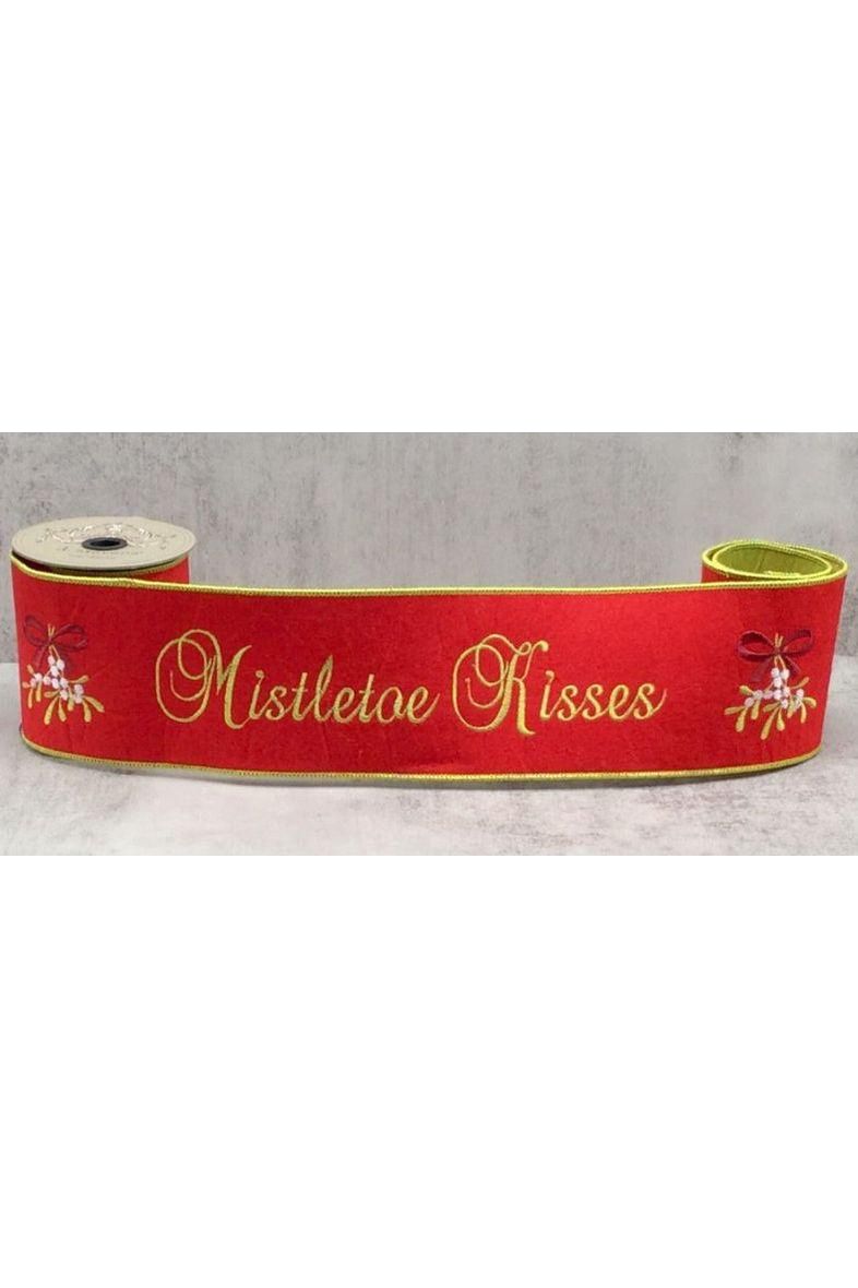 Shop For 4" Embroidery Mistletoe Kisses Felt Ribbon: Red (5 Yards) at Michelle's aDOORable Creations