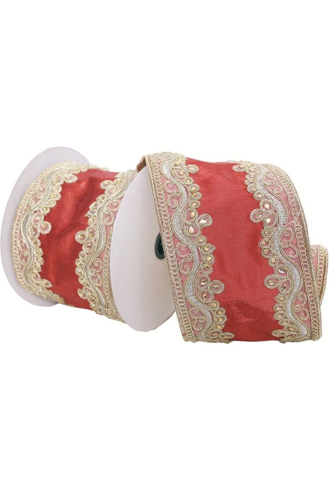 Shop For 4" Embroidery Ribbon: Red/Gold (5 Yards) Q222531