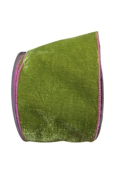 Shop For 4" EXCLUSIVE Solid Velvet Double-Sided Ribbon: Lime Green/Pink (10 Yards) 20-00266A