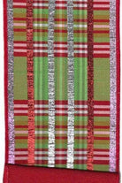 4" Faux Dupion Plaid Glitter Ribbon: Green, Pink & Red (5 Yards) - Michelle's aDOORable Creations - Wired Edge Ribbon