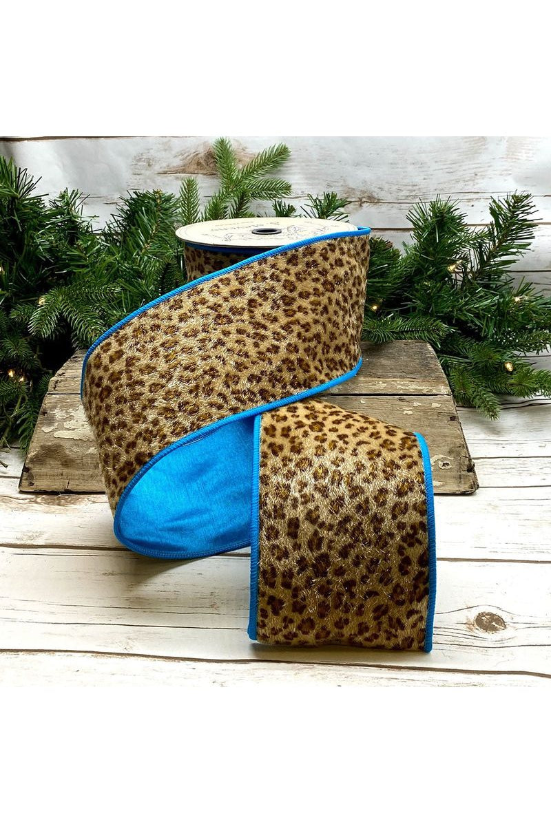 Shop For 4" Faux Horsehair Leopard Ribbon: Teal Blue (10 Yards) 18-3615
